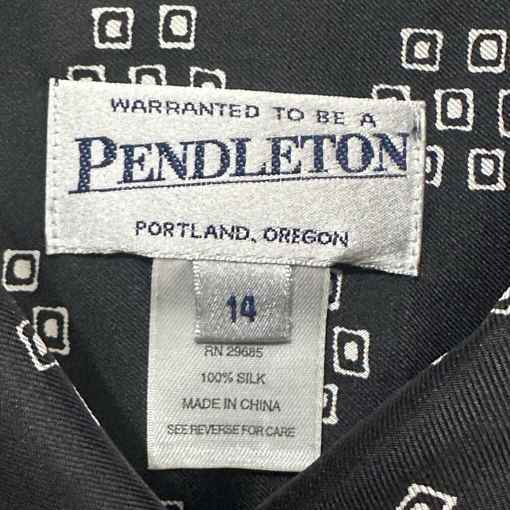 Pendleton Silk Blouse 14 Button Front Black Geo F… - image 5